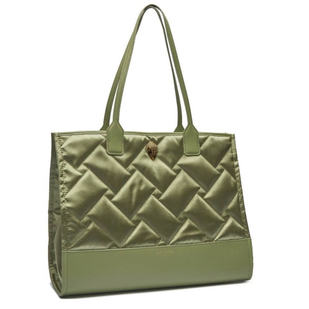 Olive Green Quilted Tote with Smooth Finish